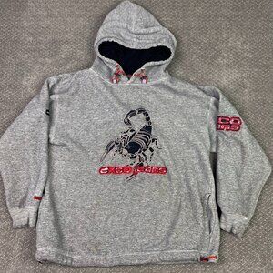 Vintage Y2K 90s Exco Jeans Scorpion Hoodie Men's Large Gray